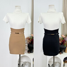 批发Chill巧儿【韩模比例】性感百搭高腰弹力修身磨毛包臀半身裙短裙