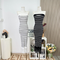 批发J11 Studio【松弛纸片人 】黑白2色慵懒收腰显瘦不挑人抹胸连衣裙