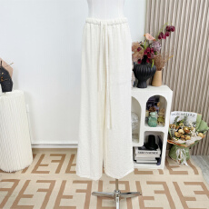 批发【Fart Shop】惬意日常 亚麻系带中腰宽松直筒裤女春夏休闲长裤