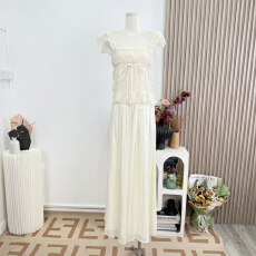 NAOAO 清透白月光 气质清冷感透透白色百搭绑带设计感小飞袖上衣