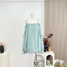 批发Hotdog 热狗很辣【梦野长廊】<b class='q'>荷叶边</b>花苞吊带裙女清冷气质<b class='q'>连衣裙</b>