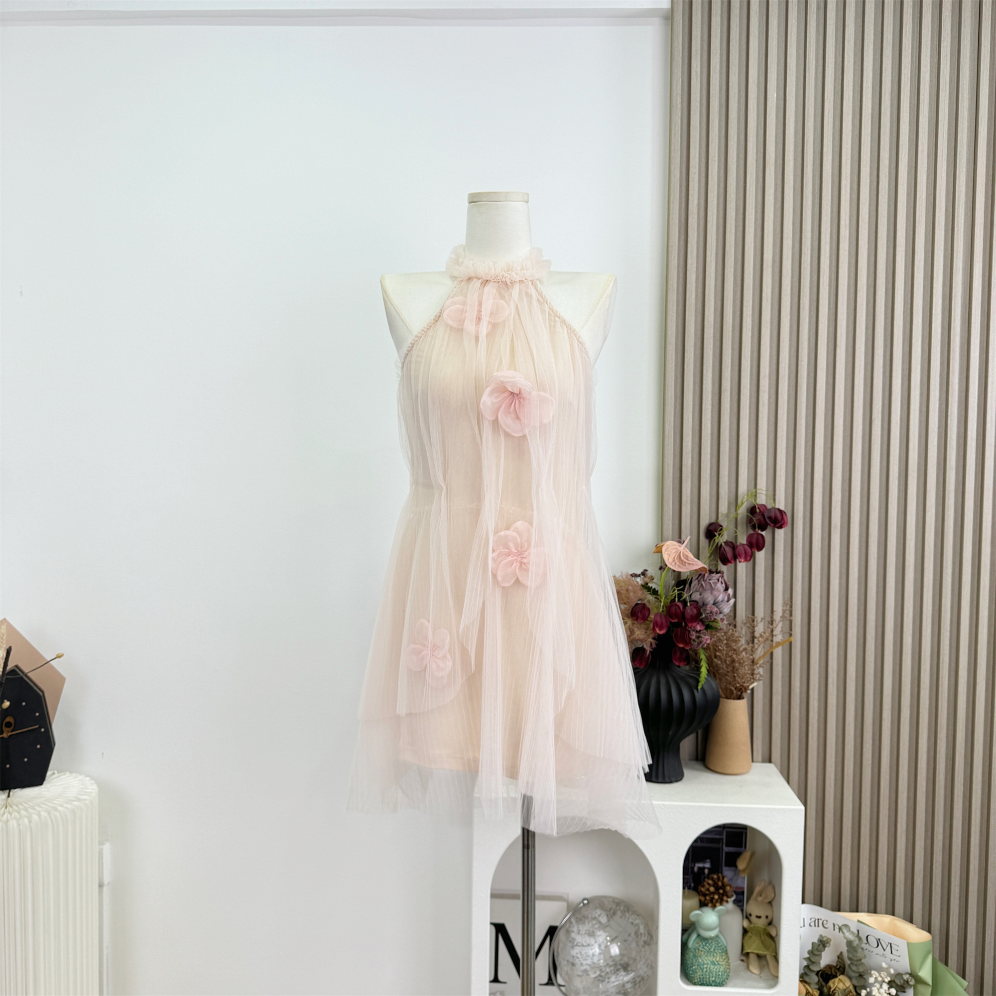 너 ~ 중 게으른 llanrome. 난파선 보물 둘 색상 똑똑한 3 차원 수공 꽃 망사 드레스