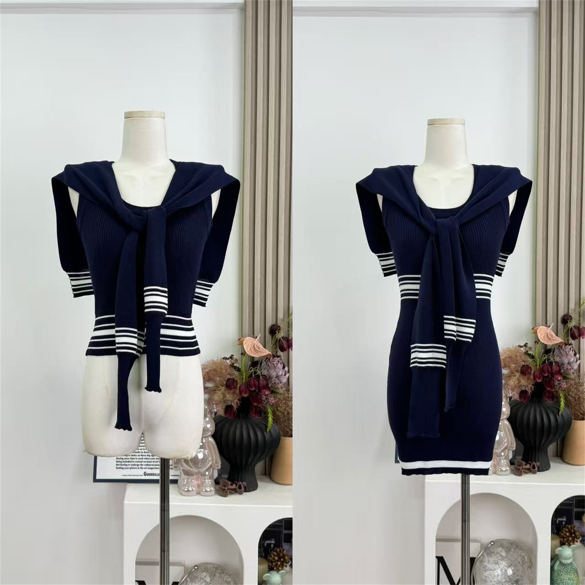 coolline 숲 희 노크 사랑 바보 사설 서비스 순수한 욕망 디스플레이 몸 해군 칼라 맨위 몸매 가꾸기 니트 원피스