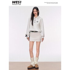 批发新品WESTAYONE 24AW新款通勤学院风针织连帽<b class='q'>卫衣</b>裙女秋