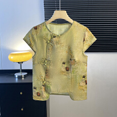 批发实拍新中式古风<b class='q'>汉服</b><b class='q'>唐装</b>复古圆领盘扣缎面提花背心改良坎肩上衣