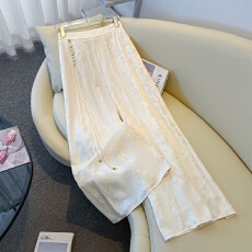 批发实拍新中式汉服国风唐装复古显瘦汉服流苏重工提花宽松阔腿裤长裤