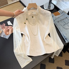 批发实拍新中式气质立领汉服斜襟盘扣重工提花淑女改良名族风打底衬衫