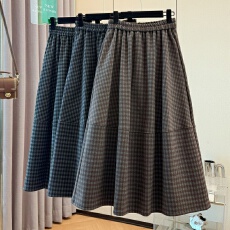 批发实拍新中式气质加厚复古淑女国风显瘦A字形宽松暗格纹时尚半身裙