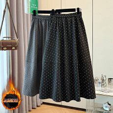 批发实拍新中式加绒加厚羊绒气质国风显瘦A字形宽松波点时尚半身裙