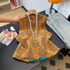 批发实拍新中式民族风斜襟立领盘扣重工提花刺绣改良<b class='q'>唐装</b><b class='q'>汉服</b>坎肩马甲