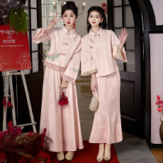 批发实拍新中式2026春夏重工提花刺绣盘扣上衣国风改良半身裙两件套