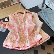 批发实拍新中式2026新款盘扣重工立体刺绣镶嵌提花汉服淑女国风马甲