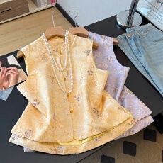 批发实拍新中式2026新款葫芦福禄重工刺绣改良提花汉服民族风马甲上衣