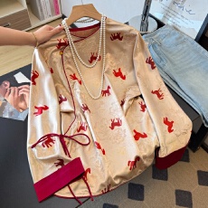 批发实拍新中式马到成功汉服重工提花刺绣翻折修缎面长袖圆领斜襟上衣