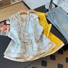 批发实拍新中式2026新款立领缎面重工提花刺绣斜襟圆弧下摆民族风马甲