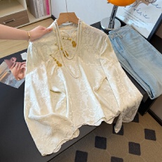 批发高端新中式春夏新款立领重工提花长袖斜襟盘扣百搭衬衫民族风上衣