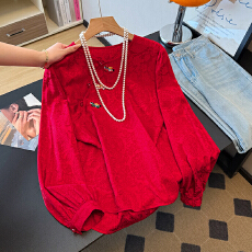 批发高端新中式2026新款国风圆领重工提花斜襟改良长袖民族风衬衫上衣