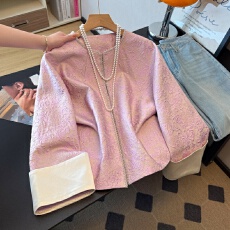 批发高端新中式真丝新款圆领重工提花长袖刺绣改良百搭民族风上衣外套