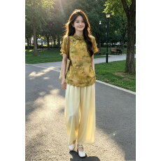 批发实拍新中式东方诗韵盘扣重工提花淑女斜襟复古汉服改良短袖上衣