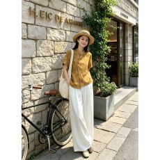 批发实拍新中式汉服薄款重工提花淑女改良斜襟盘扣气质短袖立领上衣