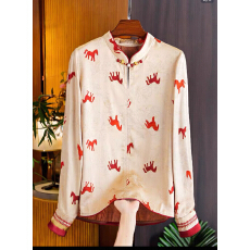 批发新中式国风本命年马提花长袖衬衫2026年春季文艺复古高级感上衣女