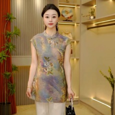 批发2026早春新款<b class='q'>女</b>装上衣<b class='q'>T</b><b class='q'>恤</b>显瘦气质新中式时尚立领短袖