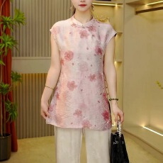 批发2026早春夏新款<b class='q'>女</b>装上衣<b class='q'>T</b><b class='q'>恤</b>显瘦气质新中式时尚立领短袖