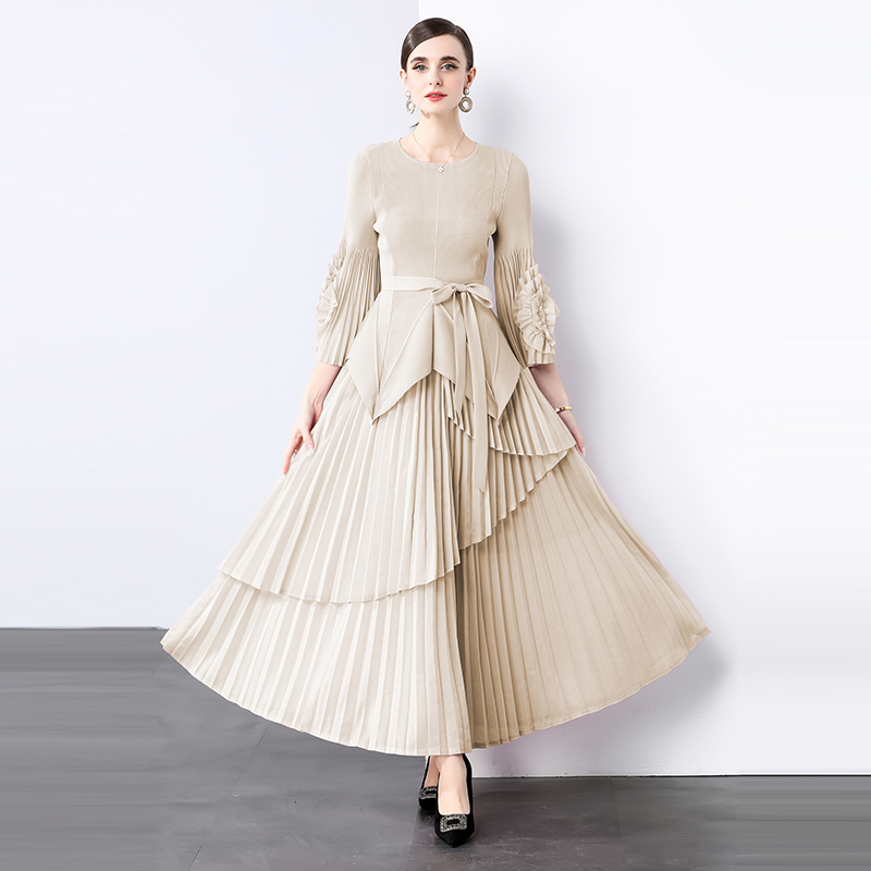 MY16727# 新款法式轻奢气质优雅时尚褶衣两件套气质不规则裙子女裝貨源...