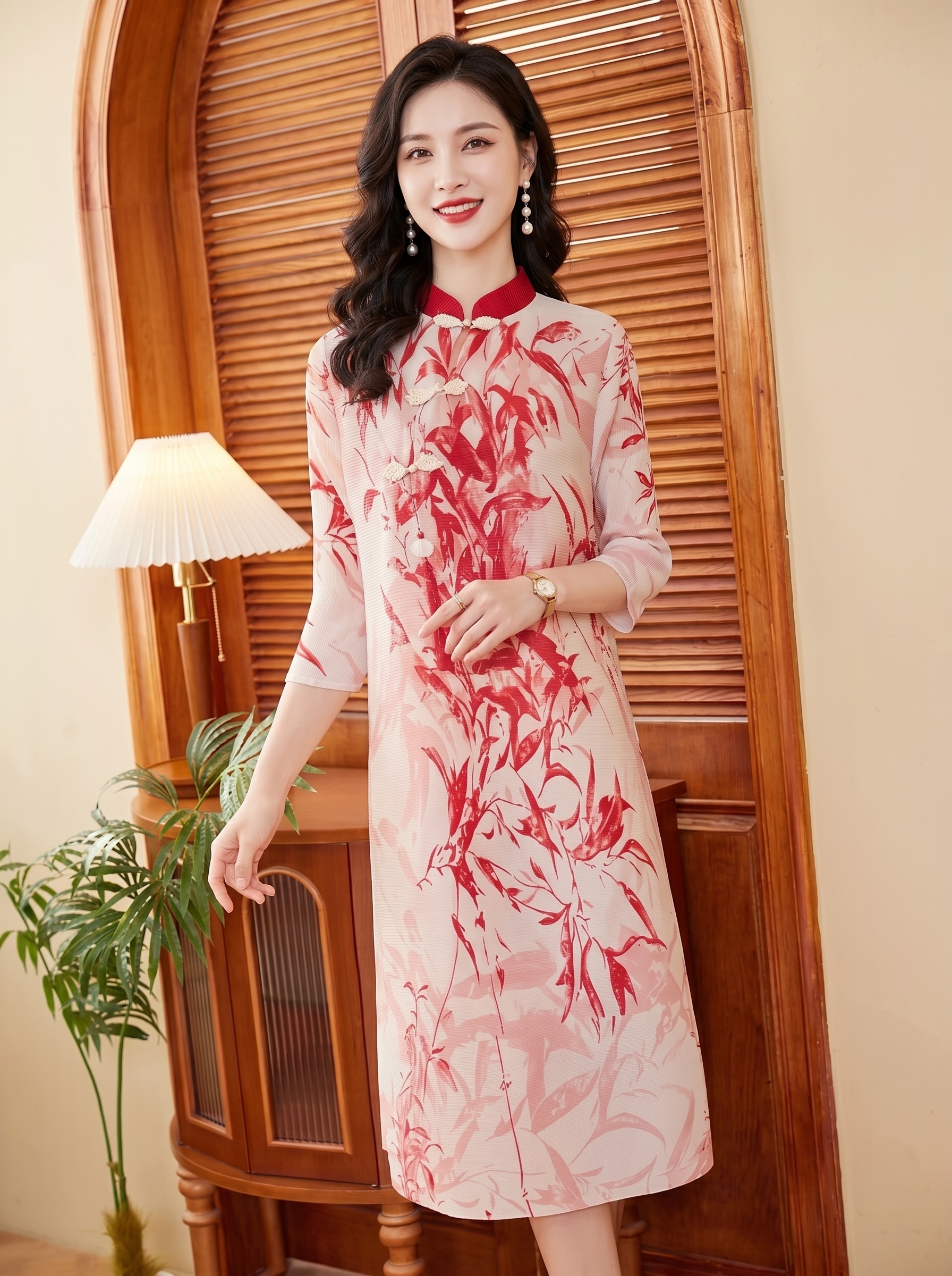 세 하우스 외국 가스 국풍 치마 아이들 가을 새로운 중식 대나무 잎 청소 품격 드레스