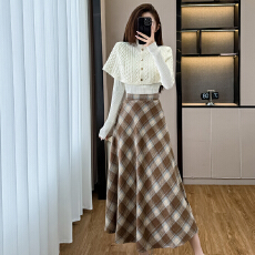 批发韩系穿搭法式<b class='q'>连衣裙</b>子女装秋冬季2025新款爆款小香风套装<b class='q'>格子</b>长裙