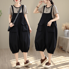 批发2026夏装新款大码<b class='q'>连体裤</b><b class='q'>七分</b>裤时尚工装风宽松休闲薄款背带裤