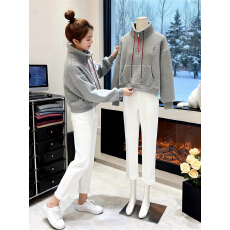 批发实拍半拉链立领加绒加厚卫衣女2026新款爆款慵懒风小个子宽松上衣