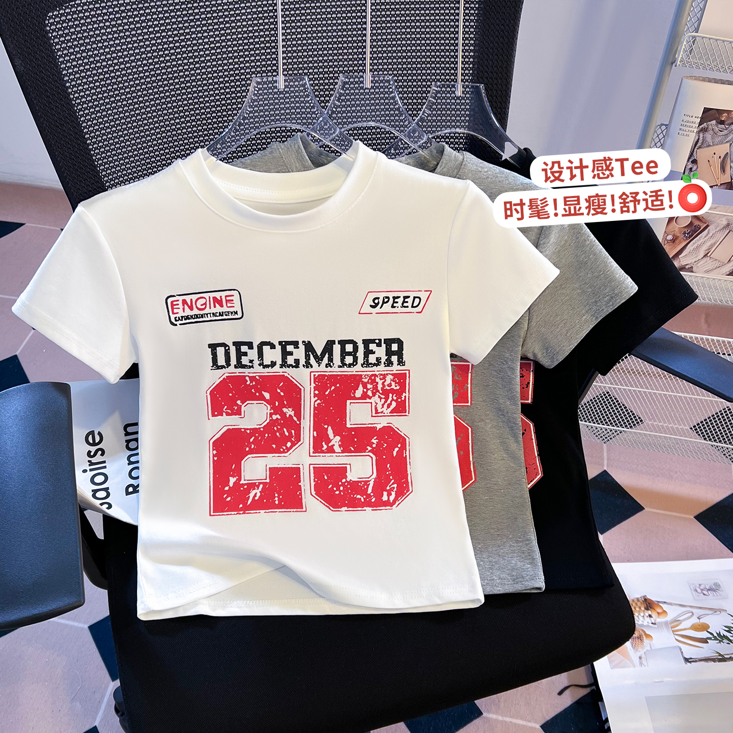 실사 프린트 타이트 아메리칸 쇼트 스타일 티셔츠 여성 2026 여름 새로운 하이웨이스트 몸매 가꾸기 슬림해 보이는 핫걸 맨위