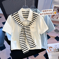 批发实拍2026夏季新款<b class='q'>衬衫</b>上衣女白色设计感韩系通勤<b class='q'>百搭</b>假两件<b class='q'>T</b><b class='q'>恤</b>女