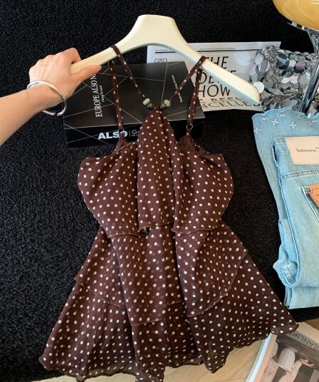 2026 년 여름 새로운 한국 스타일 열세 개 출퇴근 바람 루즈핏 행침 목 디자인 센스 다용도 도트 무늬 슬립 작은 셔츠
