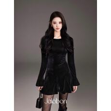 批发Jalobon 立体剪裁/贵气十足/轻奢感100<b class='q'>真丝</b>丝绒连衣<b class='q'>裙</b>年会礼服<b class='q'>裙</b>