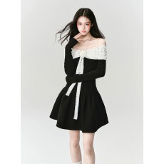 批发fragileheart易碎商店·告白序曲气质蕾丝一字肩公主裙收腰连衣裙