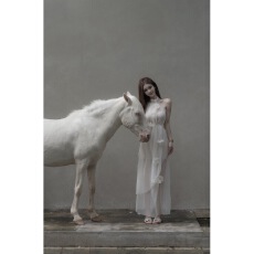 批发JMSHOP 隐世佳人 手工立体捏褶花朵网纱挂脖<b class='q'>连衣裙</b>绝美漂亮小裙子