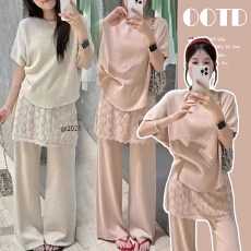 批发<b class='q'>孕妇</b><b class='q'>套装</b>夏季时尚针织显瘦<b class='q'>上衣</b>+长裤拼接蕾丝<b class='q'>孕妇</b><b class='q'>两件套</b>