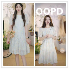 孕妇装2026夏新款梦幻晕染花朵孕妇裙连衣裙