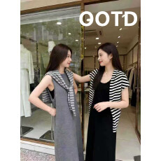 孕妇连衣裙时尚设计感百搭针织披肩背心连衣裙两件套