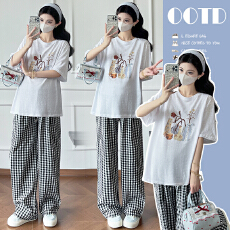 批发实拍  现 卡通印花休闲孕妇<b class='q'>T</b><b class='q'>恤</b>松弛感宽松百搭薄款上衣i+阔腿<b class='q'>裤</b>