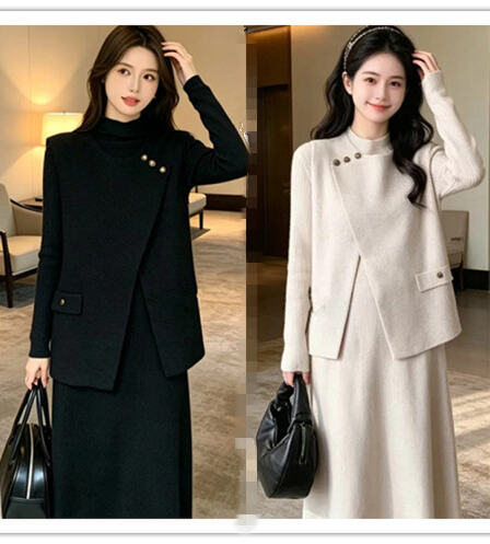 실사 재고 있음 출산 착용 베스트 드레스 투피스 세트 새로운 봄 가을