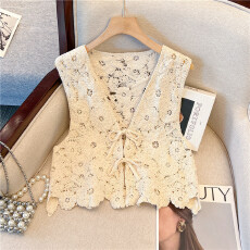 实拍大码夏季新品女装无袖粗细系带系蝴蝶结背心上衣