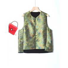 批发新中式国风复古马甲提花百搭两面穿马甲圆领女装秋季外套背心<b class='q'>春</b>季