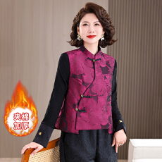 批发实拍2025冬季新款设计感新中式唐装<b class='q'>中国风</b>外套夹棉女短款盘扣马夹