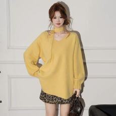 批发现 孕妇装秋冬2025新款秋冬外穿中长款毛衣配飘带两件套毛衣女