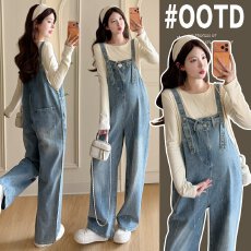 批发实拍2026新款早春高品质烫钻牛仔背带裤+长袖打底衫套装两件套