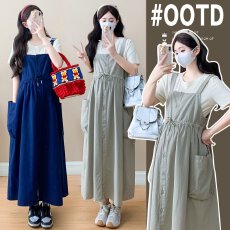 批发实拍2026新款<b class='q'>孕妇</b><b class='q'>背带裙</b>系带显瘦工装背带裙+打底衫<b class='q'>连衣裙</b>两件套