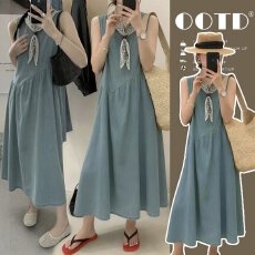 批发2026孕妇夏季新款宽松孕妇<b class='q'>背心</b>裙配丝巾无袖<b class='q'>牛仔</b>孕妇连衣裙套装